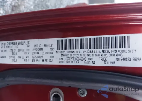 2013 Ram 1500 St from USA, damaged, VIN 1C6RR7FT3DS646609